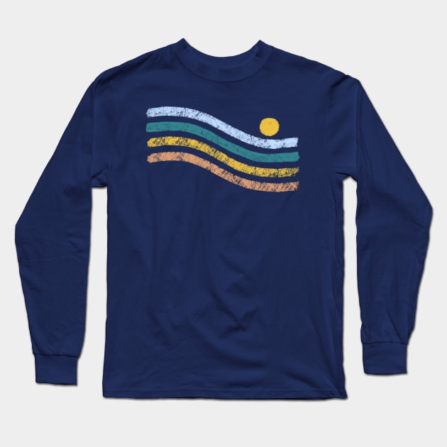 Retro Sunset Waves Long Sleeve T-Shirt by Vanphirst